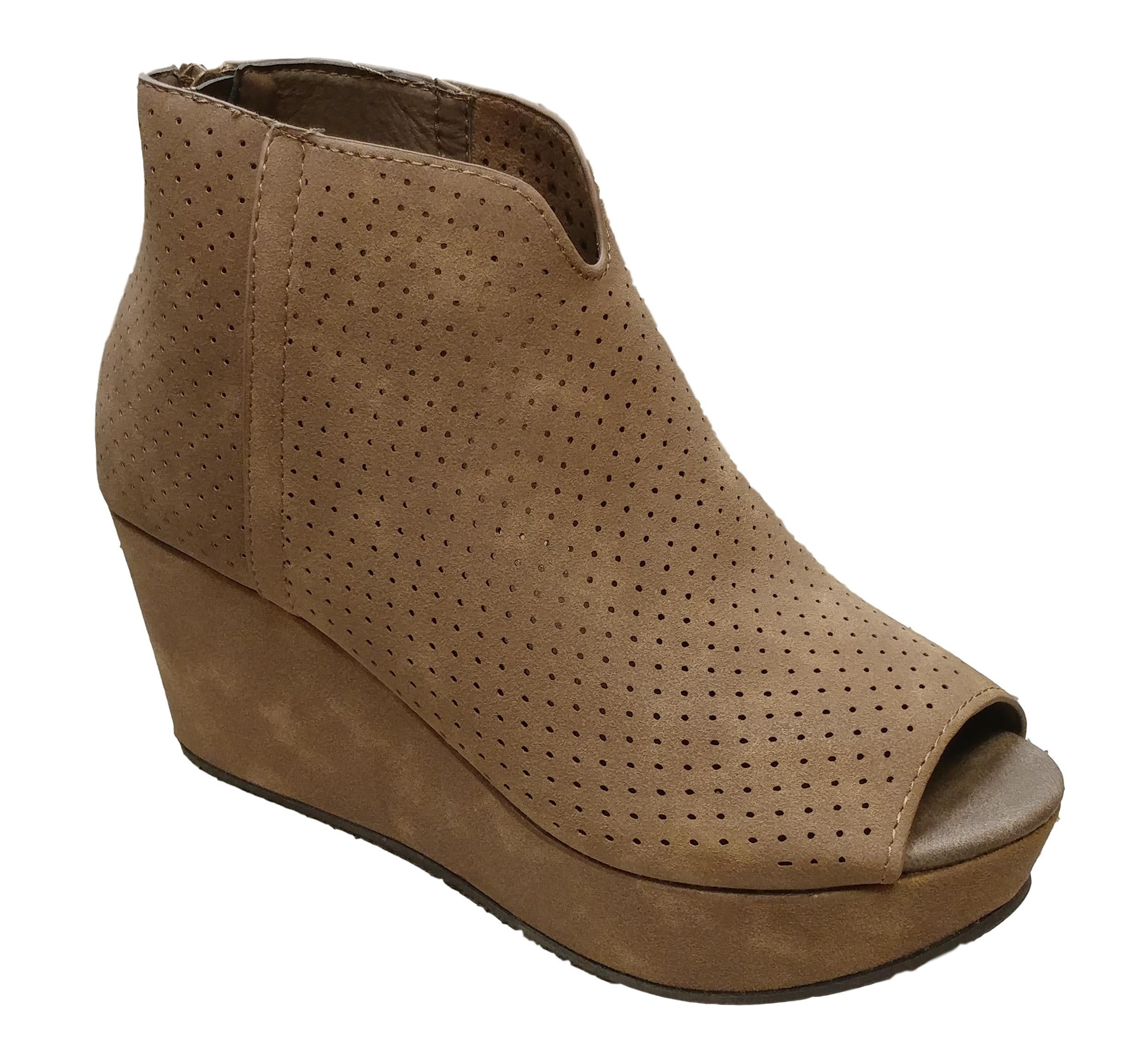 taupe suede wedges