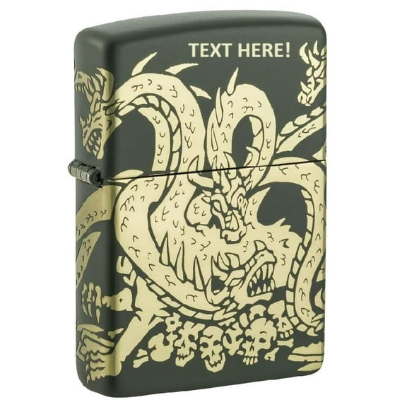 Zippo Lighter - Personalized Customize Message Engrave on Backside for Dragon (Dragon Design 48907)