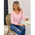 thumbnail image 6 of Zeagoo Long Sleeve Shirt for Woman V-Neck T Shirt Solid Casual Basic Tops Fall Tees Summer Clothing, 6 of 7