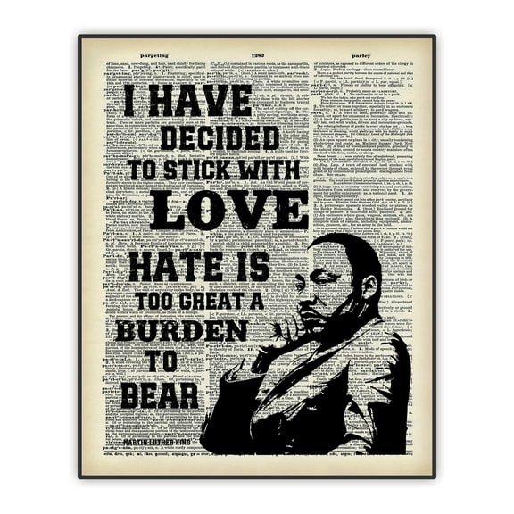 MLK Quote Poster, I have decided to stick with love, Martin Luther King Quote, Inspirational Print, Dictionary Wall Art, Home Office Decor, Unframed Print 8"x10"