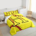 thumbnail image 3 of Homewish Boys Sport Baseball Full Size Comforter Sets, Yellow Initial H Letter Bedding Comforter Set, Chic Stripes Abstract Reversible Bedding Sets, Ultra Soft Bedroom Decor, 3pcs, 3 of 8