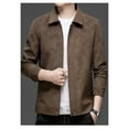 thumbnail image 4 of TNZI 1pc Men's Spring and Autumn jacket: Casual loose lapel retro men's versatile long-sleeved jacket, soft pluse-sized men's loose and simple jacket, 4 of 5