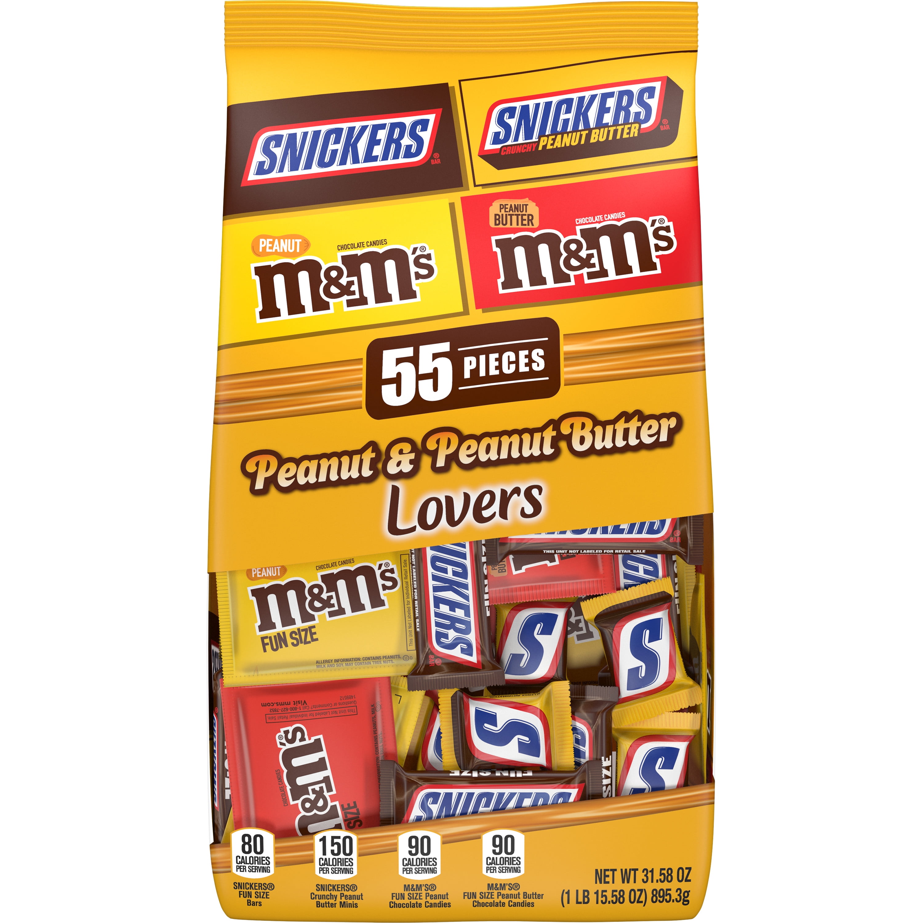 Snickers & M&M's Chocolate Candy Peanut & Peanut Butter Variety Pack