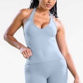 thumbnail image 6 of WMTBSRSW Halter Tank Tops for Womens Stretchy Sleeveless Backless Shirts Slim Fit Backless Workout Yoga Tops Fitness Sky Blue Large, 6 of 9