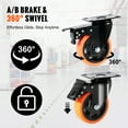 thumbnail image 3 of VEVOR Caster Wheels, 4-inch Swivel Plate Casters, Set of 4, with Security A/B Locking No Noise PVC Wheels, Heavy Duty 350 lbs Load Capacity Per Caster, Non-Marking Wheels for Cart Furniture Workbench, 3 of 9