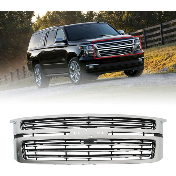 LABLT Front Upper Bumper Grille Grill Assembly Chrome Replacement for 2015-2020 Tahoe/Suburban LTZ Style GM1200704 23320678