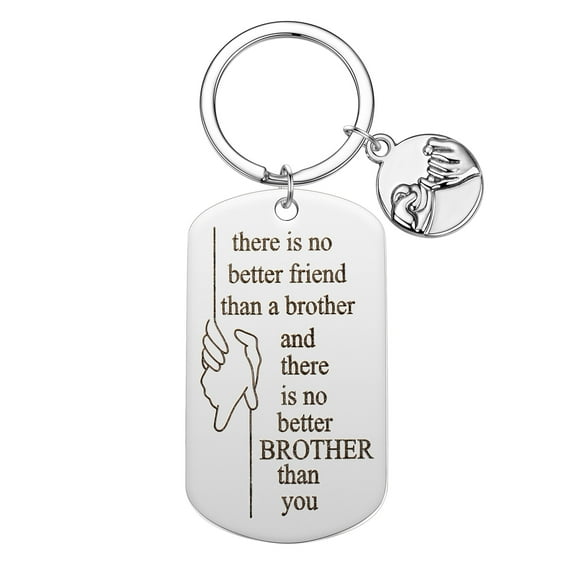 Brother Inspirational Keychain Birthday Christmas Gifts Stainless Steel Keyrings Bag Car Pendant Key Chain Ornaments