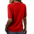 thumbnail image 4 of Women's Knit Pullover Top Short Sleeve Crew Neck Shirts Lightweight Summer Casual T Shirts Wine 2XL, 4 of 7