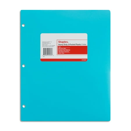 UPC: 0718103296069 | Staples 3-Hole Punched 2-Pocket Portfolio Teal 52807