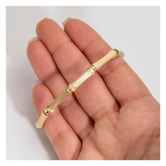 Bamboo Bracelet Women’s Adult Semi-Solid Satin 10K Yellow Gold, 9.18 Gr – Goldum NYC
