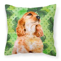 Carolines Treasures BB9880PW1818 Cocker Spaniel St Patricks Fabric Decorative Pillow 18H x18W multicolor
