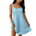 thumbnail image 2 of Women's Summer Dresses Beach Boho Style Sleeveless Solid Colors Flowy Styles Tank Tops Mini Skirts, 2 of 5