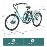 Viribus 24 Electric Tricycle for Adults with 7 Speeds 36V 13Ah Battery 350W Motor UL 2271 Green