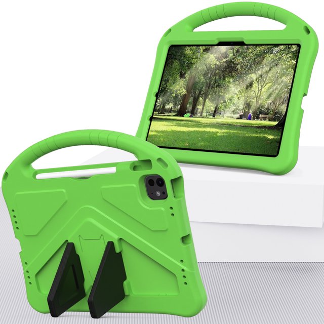 DWaybox Étui pour iPad Air 11‐inch (M4) 2026 Modèle A3460, Étui EVA Antichoc pour Enfants avec Poignée et Support, Conception Antichute et Protection Intégrale - Vert