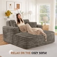 thumbnail image 3 of Muumblus Oversized Chaise Lounge Chiar Indoor Furniture, No Assembly Required, Plush Corduroy Upholstered Sofa Bed Cozy Sleeper Couch for Living Room, Bedroom, Brown, 3 of 11