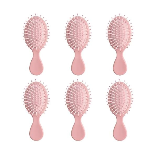 wonima11 6 Pack Mini Hair Brush Bulk, Wet Hair Brush for Travel, Mini Brush for Most Hair Types, Travel Brushes, Bridesmaid Gifts, Pink