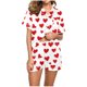 thumbnail image 2 of Conjunto de Verano para las Mujeres Día de San Valentín Amor Impreso Cuello de Manga Corta con Pantalones Cortos, Poliéster Ligero para el Uso Informal, 2 of 9