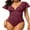 Red, variant on Sociala Womens Ribbed V Neck Swimwear for Womens Ruffled Tummy Control Monikini Swimsuit