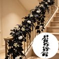 thumbnail image 3 of Halloween Black Maple Leaf Decor, Realistic Artificial Leaf Garland, Gothic Hanging Foliage Accent, Door Mantel Wall Party Display, Spooky Seasonal Holiday Decoration, 3 of 9
