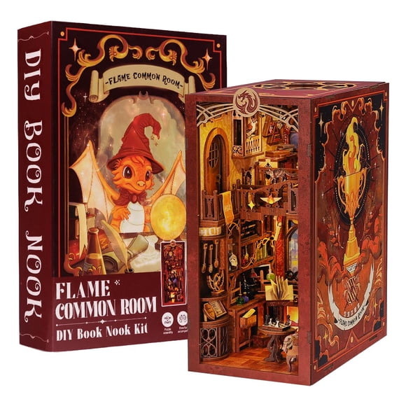 Juego de libros de bricolaje, casa de muñecas en miniatura Fsolis FLAME COMMON ROOM