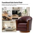 thumbnail image 4 of Tina's Home Genuine Leather Swivel Barrel Chair Modern Upholstered Armchair Solid Wood Base Living Room Burgundy, 4 of 7
