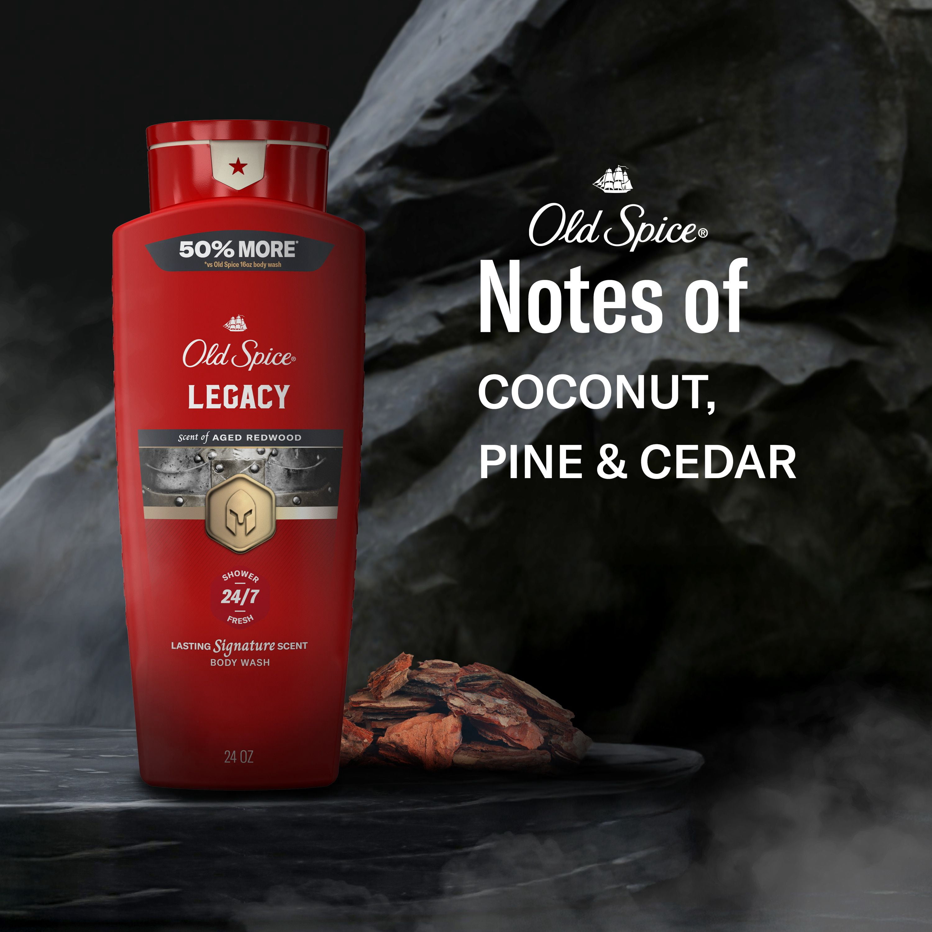 Old Spice Red Collection Body Wash for Men, Legacy Scent, Refreshing Clean, Moisturizing Formula, Long-Lasting Fragrance, 709ml