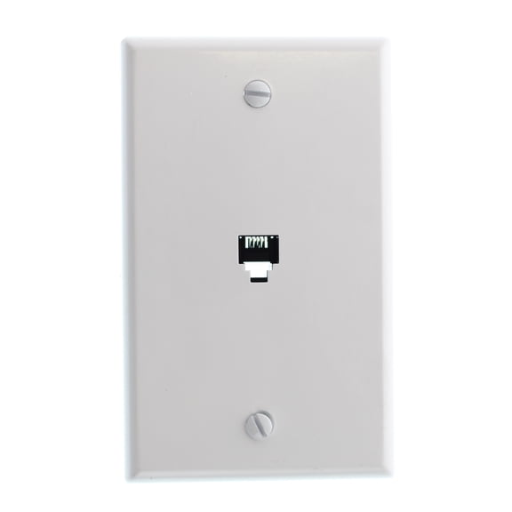 Leviton 40249-W White 4 Wire 6P4C Telephone Jack Wall Plate