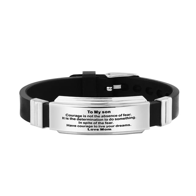 SIfdSeng à Mon Fils Bracelet en Acier Inoxydable Silicone Sangle Lien à la Main Cadeau de Jour Bracelet Familial Bracelet Bracelet Jade Bracelet Bracelet pour Femmes Bracelet Rouge