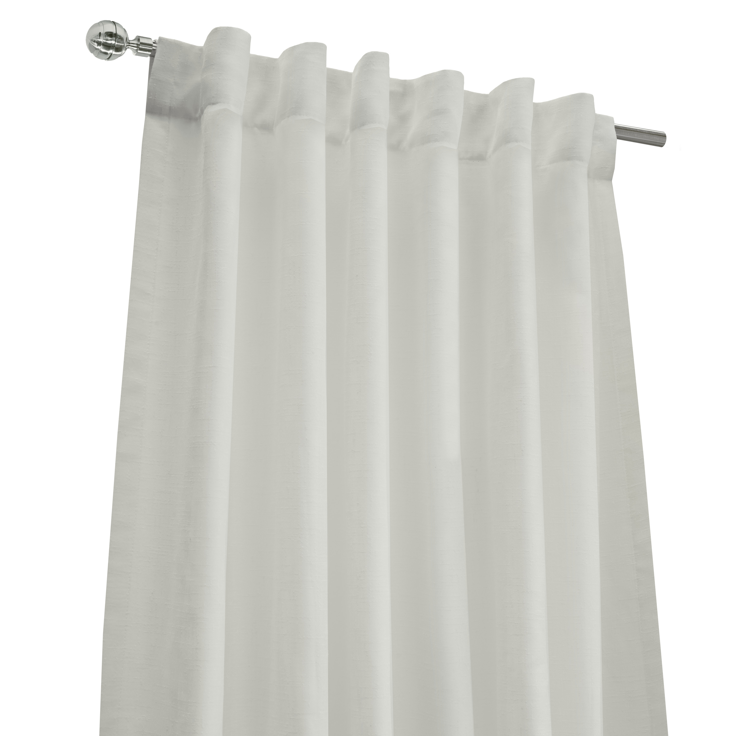 Surrey Light-Filtering Two-Tone Slub Texture Dual Header(Back Tab/Rod Pocket) Curtain Panel 52" x 95" in White