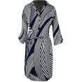 thumbnail image 4 of Peach Couture Robe Droite Multi-Motif Col en V Manches 3/4 pour Femmes, 4 of 4