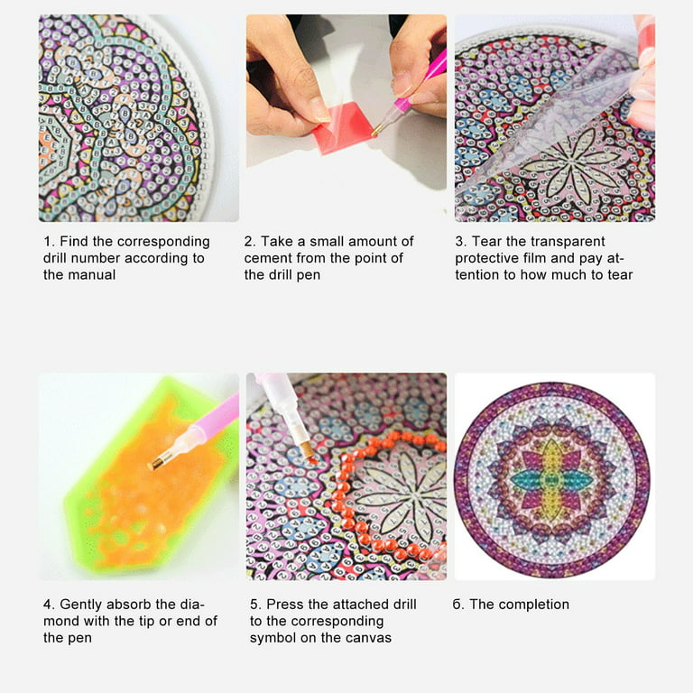 6 Pcs Diamond Painting Coasters with 1 Holder,Mandala Diamond Dotz Art  Coasters Kits for Beginners,Adults and Kids Small Diamond Painting Kit Art