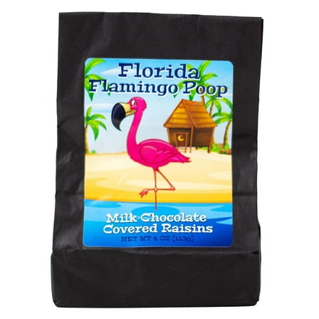 Florida Flamingo Poop - Milk Chocolate Covered Raisins (4 Ounces) - Exotic Gourmet Candy Gift