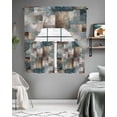 thumbnail image 5 of Blue Brown Geometric Swag Valance and Tier Curtains 24'' Length Set, Modern Ombre Abstract Art Light Filtering Kitchen Curtains, Tier Curtain Valances for Bathroom/Living Room/Bedroom/Café, 5 of 6