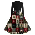 thumbnail image 5 of Christmas Dresses for Women Women's Casual Fashion Round Neck Long Sleeve Christmas Printed Party Vintage Long Dresses for Holiday Gathering,Wine,5XL, 5 of 7