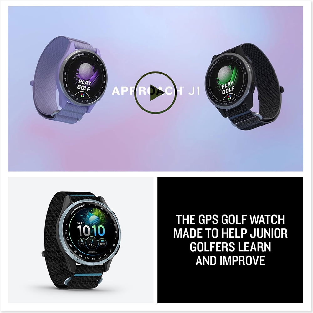 Garmin 010-03898-00 Approach J1 Cloud Blue Aluminum Bezel with Black/Azure ComfortFit Fabric Band Bundle with Deco Essentials Exclusive 26 Month CPS Enhanced Protection Pack