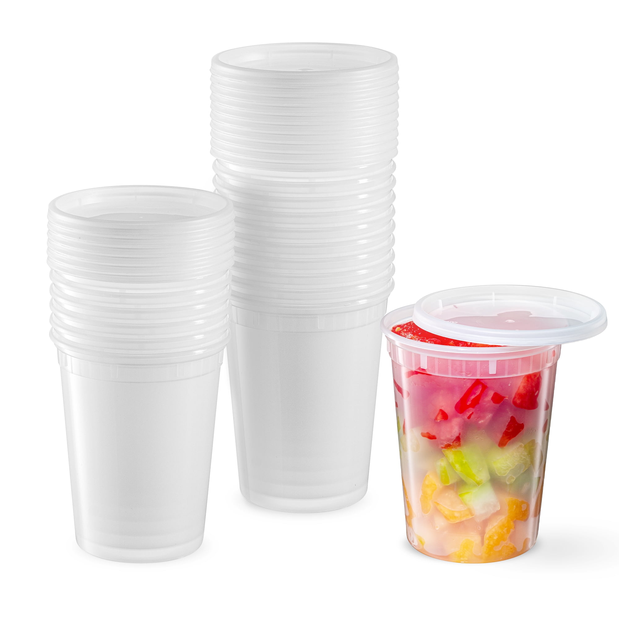 Comfy Package 32 oz. Plastic Deli Food Storage Containers for Food Storage with Airtight Lids [24 Sets]