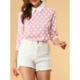 thumbnail image 5 of DARING DIVA Blouses 3/4 Sleeves Solid Office Work Tops S Pink White, 5 of 6