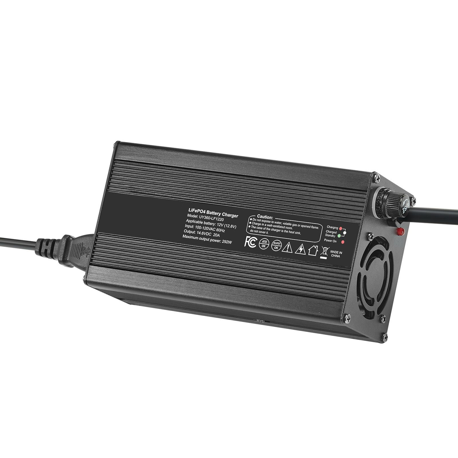 LiFePO4 Battery Charger 12V 20A 14.6V Charger with 0V Activation for Boat RV Deep Cycle Battery