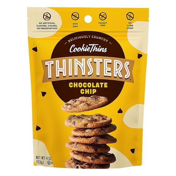 Thinsters Cookie Thins Crunchy Chocolate Chip Cookies, 4 oz
