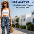 thumbnail image 5 of APEXFWDT Boho Flare Pants for Women Womens Stretchy Wide Leg High Waist Bell Bottom Flare Pants Retro 70s Floral Legging, 5 of 8