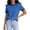 Blue, variant on Glisme Women T Shirts Short Sleeve Tee Crewneck Solid Color T Shirt Fashion Clothes L Black
