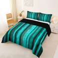 thumbnail image 2 of Manfei Pixel Vertical Streak Full Size Comforter Sets, Teal Block Bedding Comforter Set, Teal Black, Black Reversible 3 Pieces, 1 Comforter and 2 Pillowcases, 2 of 6