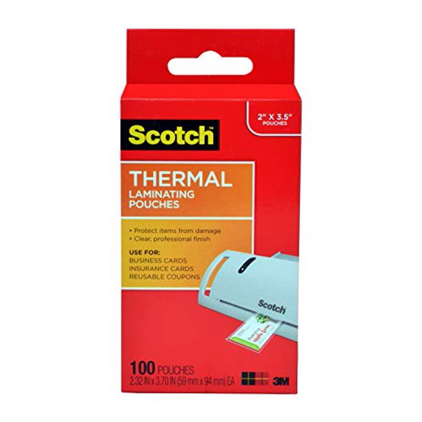 Scotch Thermal Laminating Pouches, 2.32 x 3.70Inches, Business Card