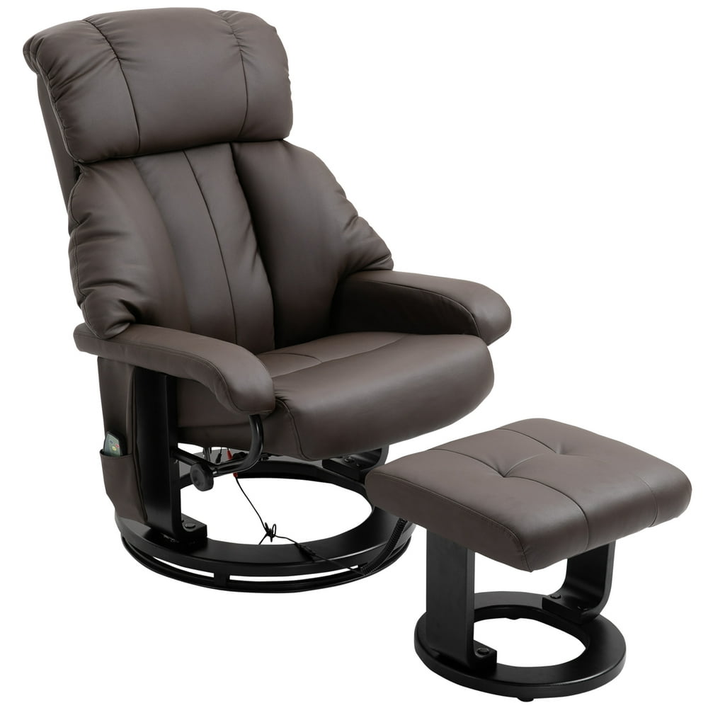 Homcom Heated Massage Recliner Chair Ottoman Leather Wrapped Base
