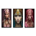 thumbnail image 2 of Designart "Graceful Exquisiteness Portrait of a Boho Queen I" Boho Woman Framed Wall Art Set Of 3 - Pink Woman Boho Frame Gallery Wall Set For Home Decor, 2 of 6
