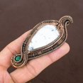 thumbnail image 3 of Natural Dendrite Opal, Green Onyx Gemstone Copper Wire Wrap Pendant 3.94", 3 of 4