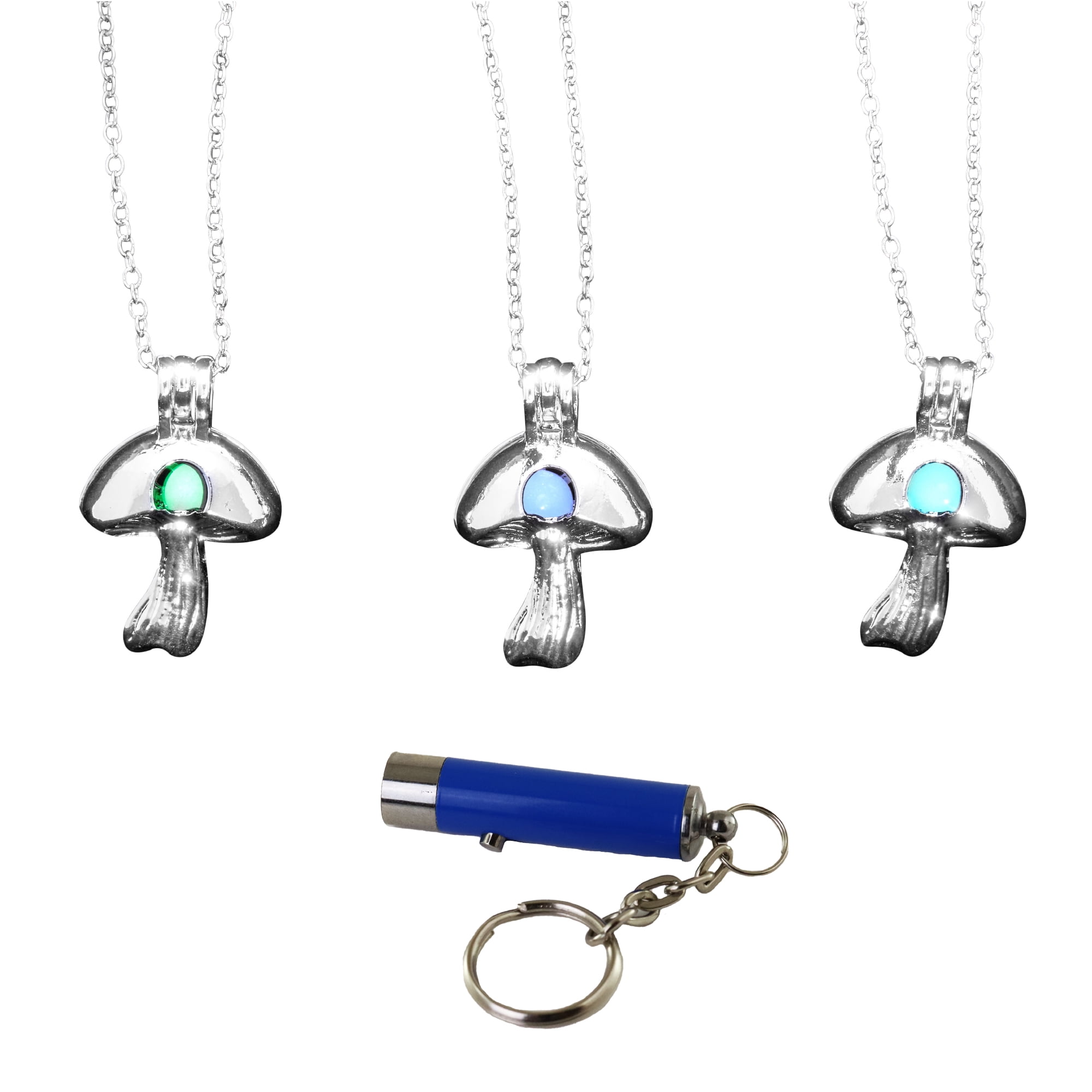 AlterImage Dreamcatcher Glow In The Dark Necklace Set – 3 Pendant Set With Green, Blue & Sky Blue Stones
