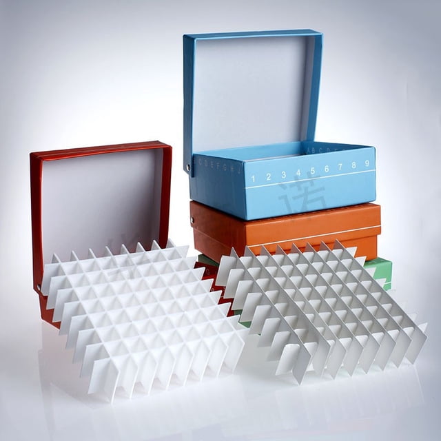 Shisuyan Cardboard Freezer Box Tube 81 Grid Storage Box Tubes Vial Storage Rack For Polycarbonate Freezer Storage Sample Organizer