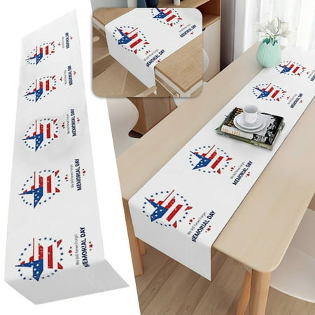 

〖Yilirongyumm〗 Table Cloth Independence Day Table Cloth Coffee Table Table Cloth Holiday Decoration Cloth Cotton Linen 33X180Cm