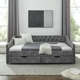 thumbnail image 3 of JAMPOOCA Upholstered Tufted Full Daybed with Trundle, Gray, 3 of 9